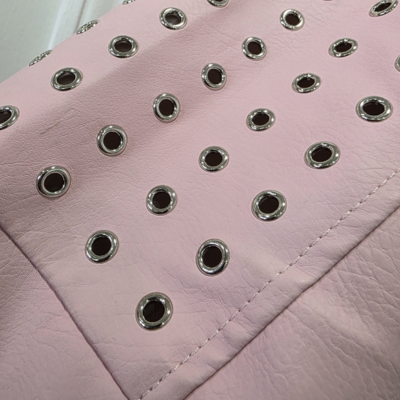 Azalea Wang Plus Rosalita Grommet Pink Faux Leather Moto Jacket Size 1X - Picture 12 of 17